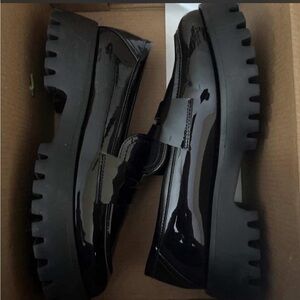 Call It Spring Black Patent Chunky Loafers